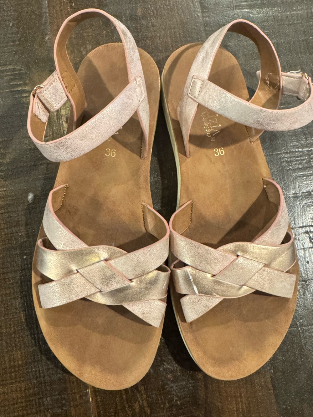 Patrizia by Spring Step Womens Girls braided Ankle-Strap Sandals - Pink Metallic